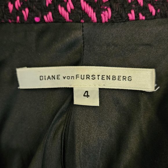 Diane von Furstenberg (DVF) Coat, Fuchsia & Black Print - Picture 10 of 11